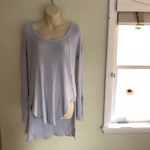 Soft Light Blue Free People Long Sleeve Henley